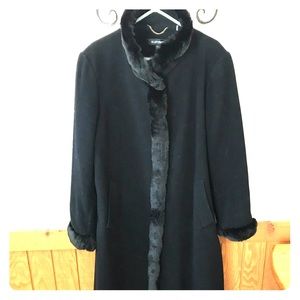 Black full length fur lined coat